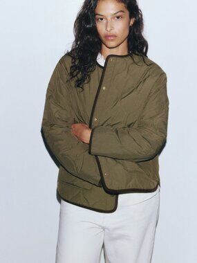 H&M Quilted Jacket Color Khaki Green Size XS New w/o tags